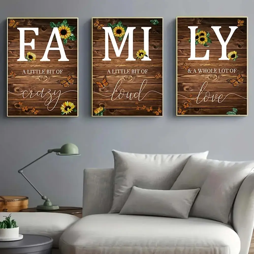 Wall Art Print 3PCS 15.7x23.6in/40x60cm Frameless Simple Black White FAMILY Poster Modern Canvas Painting Living Ro wall art print