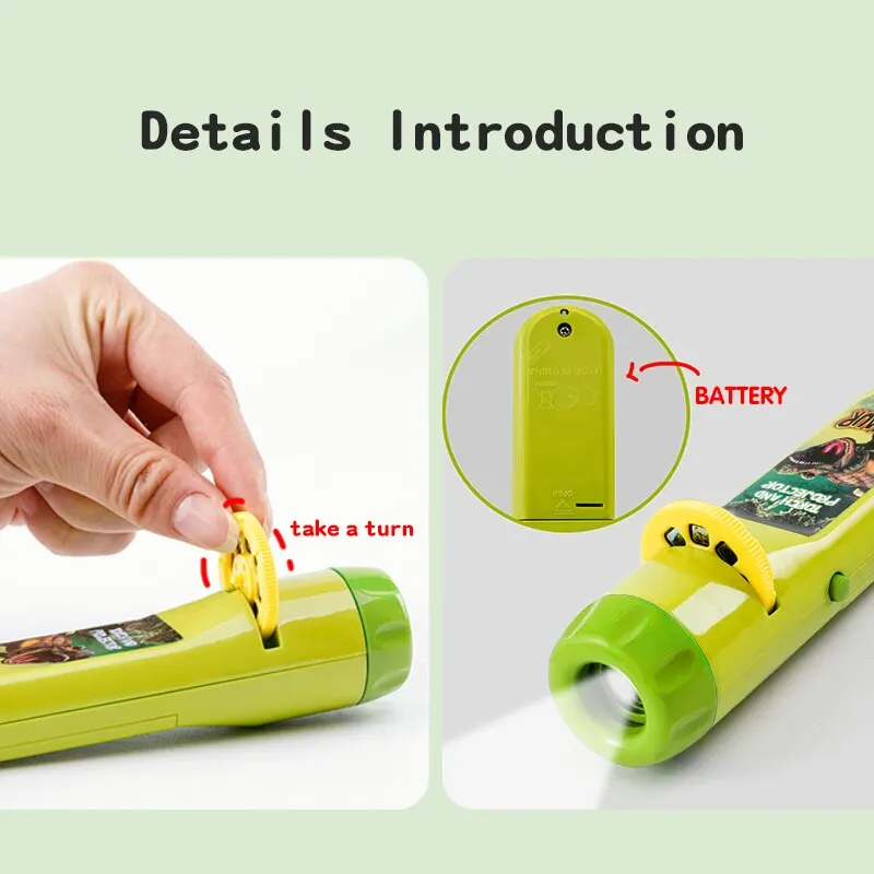 Childrens Luminous Projection Flashlight Baby Sleep Story Book Picture Reading Dinosaur Animal Pattern Toy Cute Cartoon Kid Toys