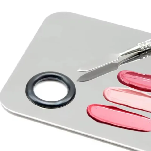 With Spatula Rod Makeup Color Palette Portable Stainless Steel Liquid Foundation Mixing Tray Durable Makeup Color Board