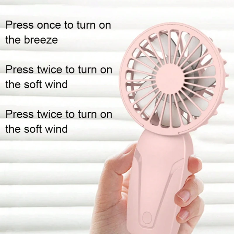 Neutral Solid Color Minimalist Style Fan-shaped Portable Mini Handheld Fan Adopts A Unique Mechanical Design with 7 Cooling Fans 3