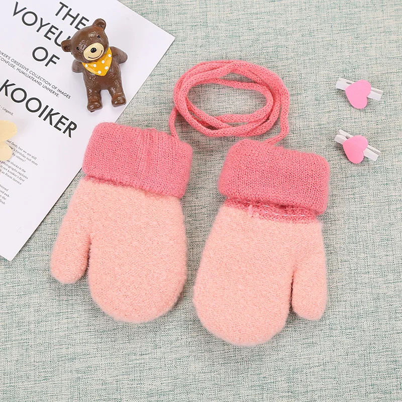 Cartoon Baby Mittens Winter Warm Kids Baby Boys Girls Knitted Gloves For Children Toddler Kid