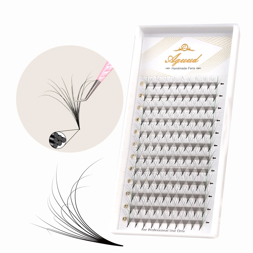 

Aguud Double Layes Promade Volume Fans Eyelash Extension Silk Soft Russian Volume Pre made Eyelashes Extension 6D Volume Fans