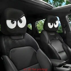Set of 2 Stylish & Durable Elastic Polyester Car Headrest Covers - Fun Print Design for a Trendy Car Interior (Light Grey)