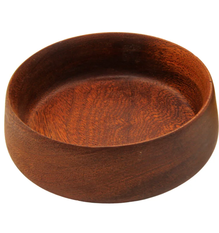 

Factory Customized Solid Wood Simple Extraordinary Sapele Salad Bowl Whole Carved Wooden Tray Snack Fruit Nut Plate