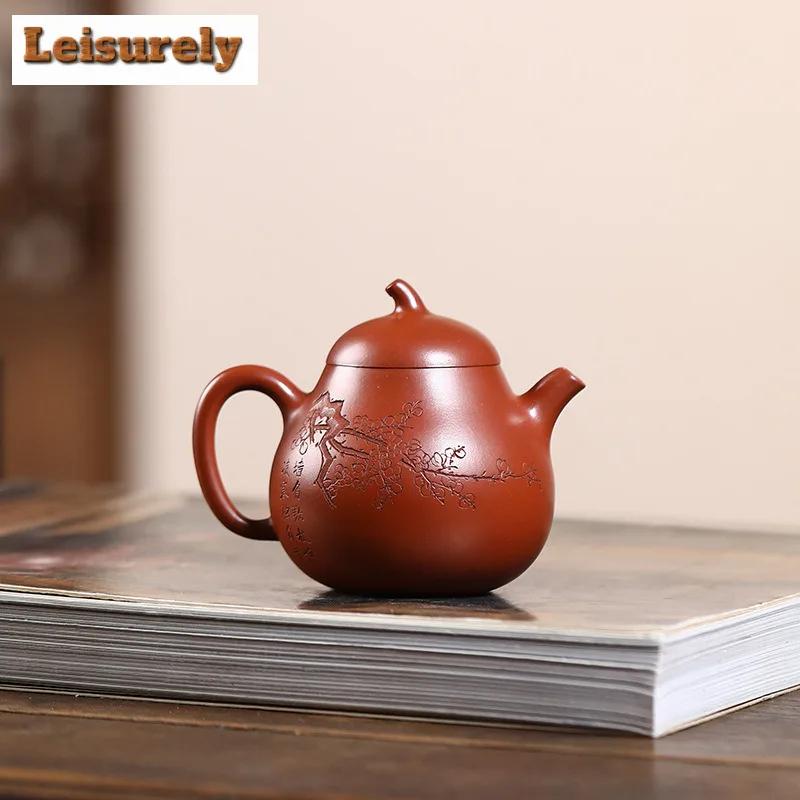 150ml Boutique Yixing Purple Clay Teapots Handmade Eggplant Pot Raw Ore Red Leather Dragon Mud Kettle Chinese Zisha Teaset Gift
