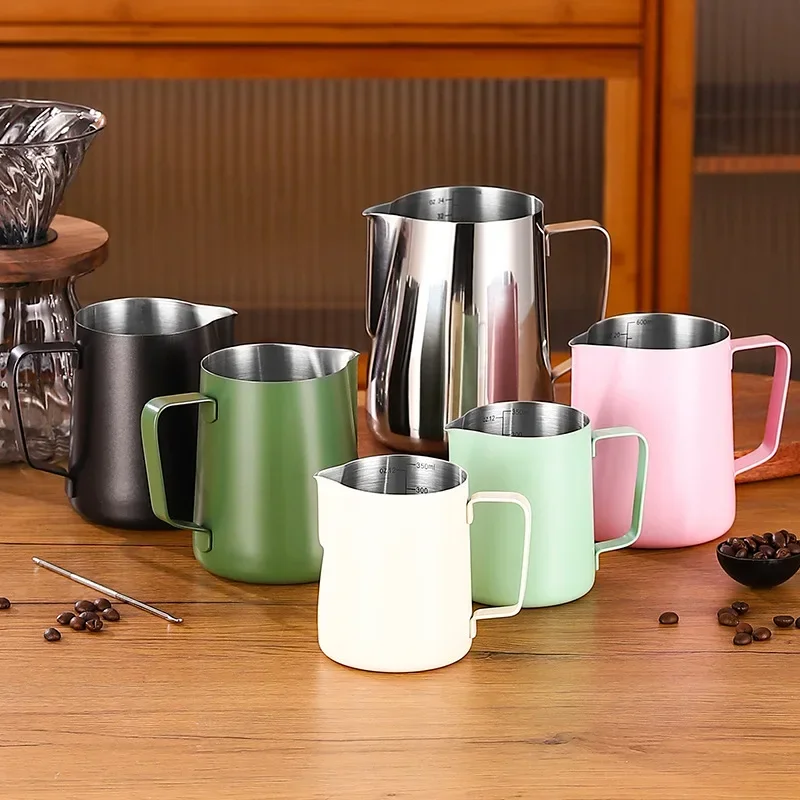 Stainless Steel Professional Milk Frother Jug with Scale for Latte Art and Espresso