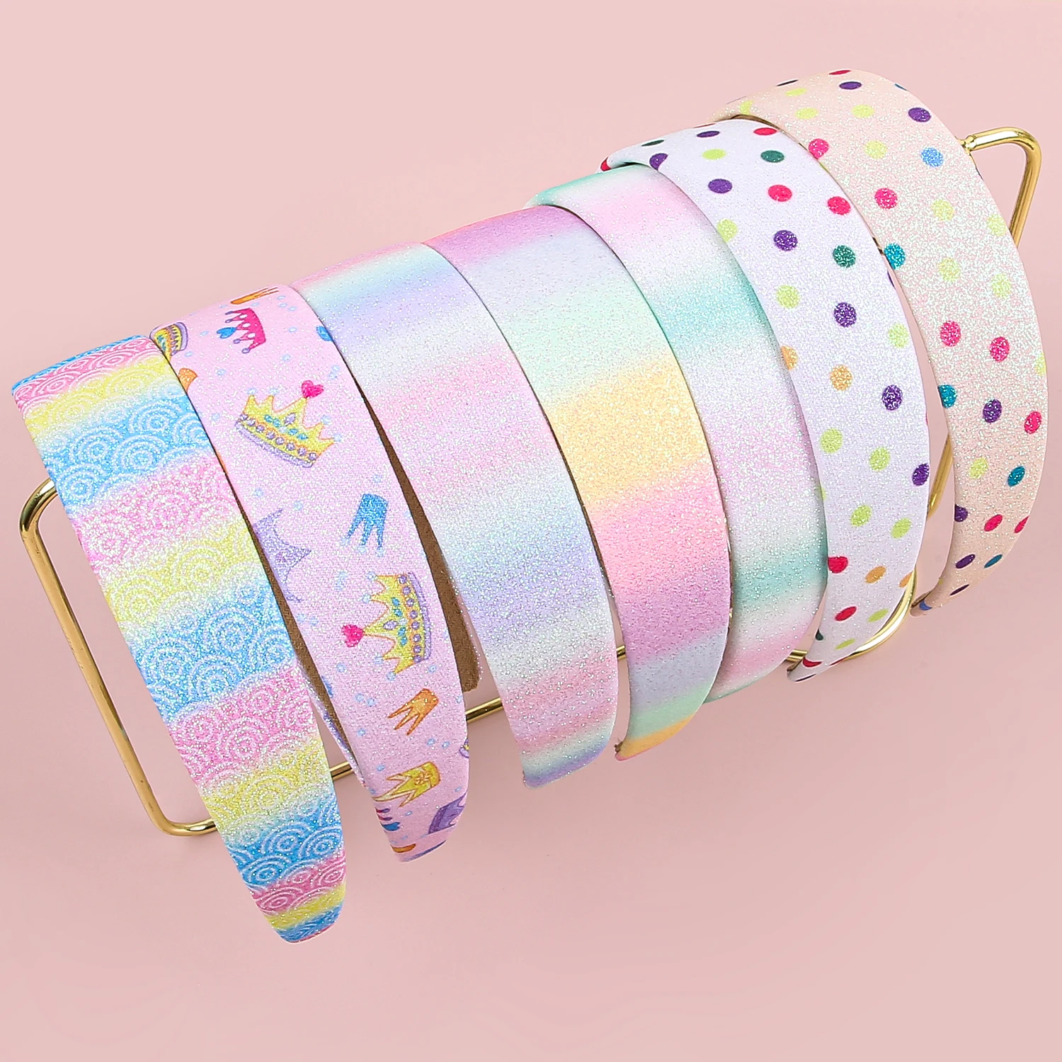 Süße Glitzer-Druck-Stirnbänder für Mädchen, glitzernde 3 cm breite Haarbänder, Mädchen-Stirnbänder für Kinder, Kinder, Party-Dekoration, Haar-Accessoires