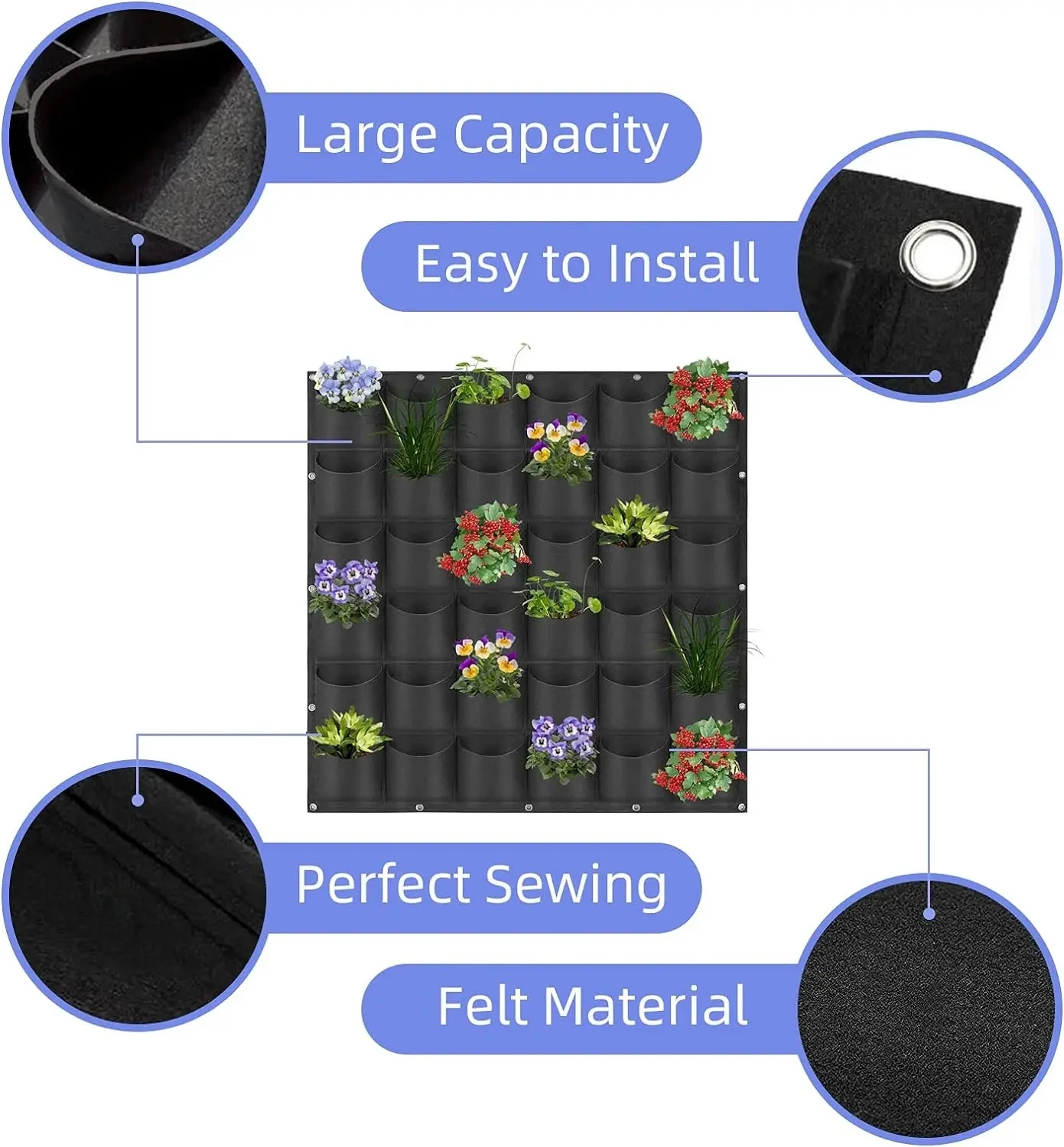 Description Picture 6 of itemMulti-pocket Planting Bag Felt Vegetable Fruit Flowers Grow Bags for Plants Hanging Vertical Home Garden Tools Plant Seeding Pot