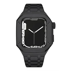 Luxury Stainless Steel Mod Kit with Metal Case and Band Set for 40mm - Series 6 5 4 SE (Black)