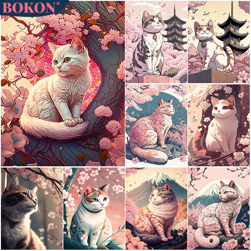 

Animal 5D Diamond Painting Cute Cat Moon Flower Full Diamond Mosaic Diamond Embroidery Kit DIY Rhinestone Home Art Decoration