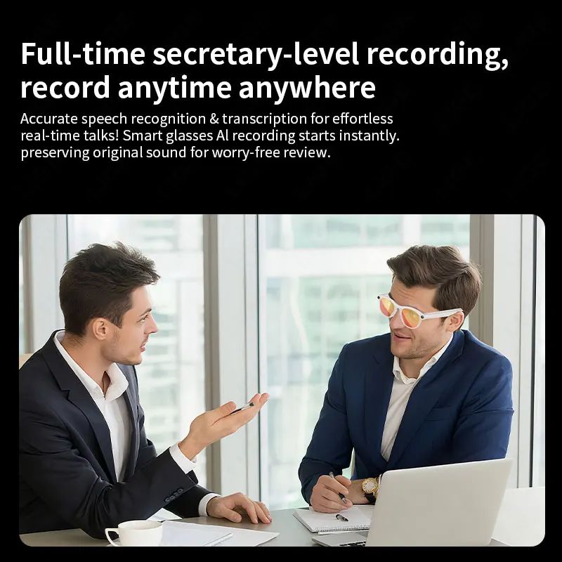 LIGE 2MP HD Camera AI Smart Glasses 720P Video Multifunction Bluetooth Call Voice Assistant Music Player Translate Sunglasses