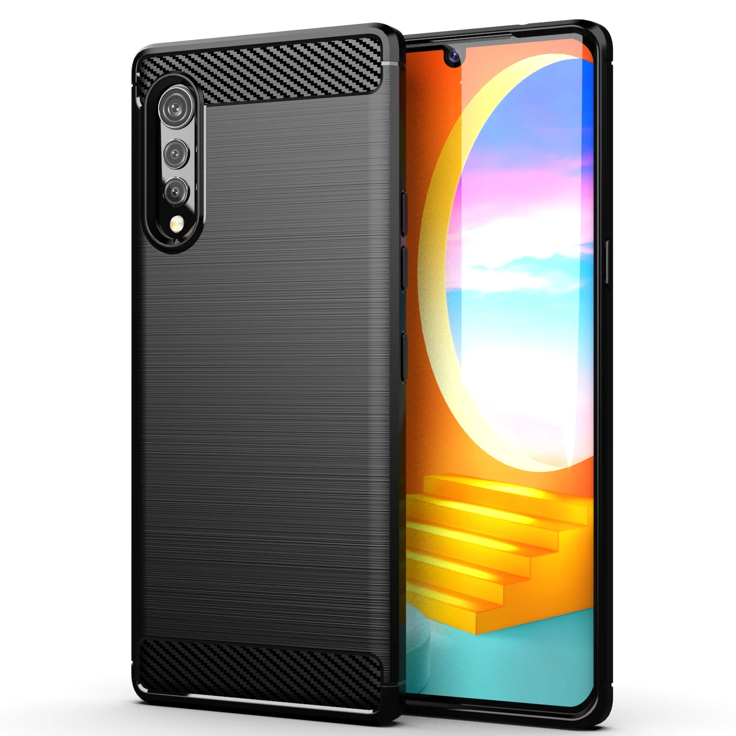 Фото Чехол из углеродного волокна для LG k92 K22 Plus k62 k52 K51 K41S K40S K71 K61 K50 V60 V50 V40 ThinQ, задняя крышка для LG Q51 Q61 Q70 Q92 чехол №2