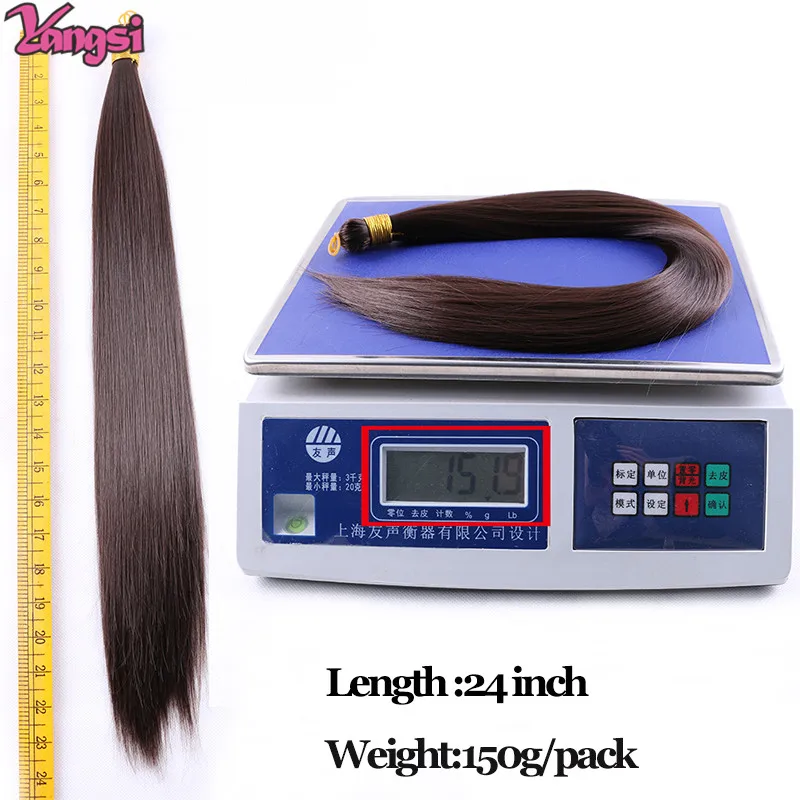 Full Star Straight Synthetic Bulk Hair Extensions 22" High Temperature Hair Bundles For Braiding Crochet Hair Black Brown Blonde 3