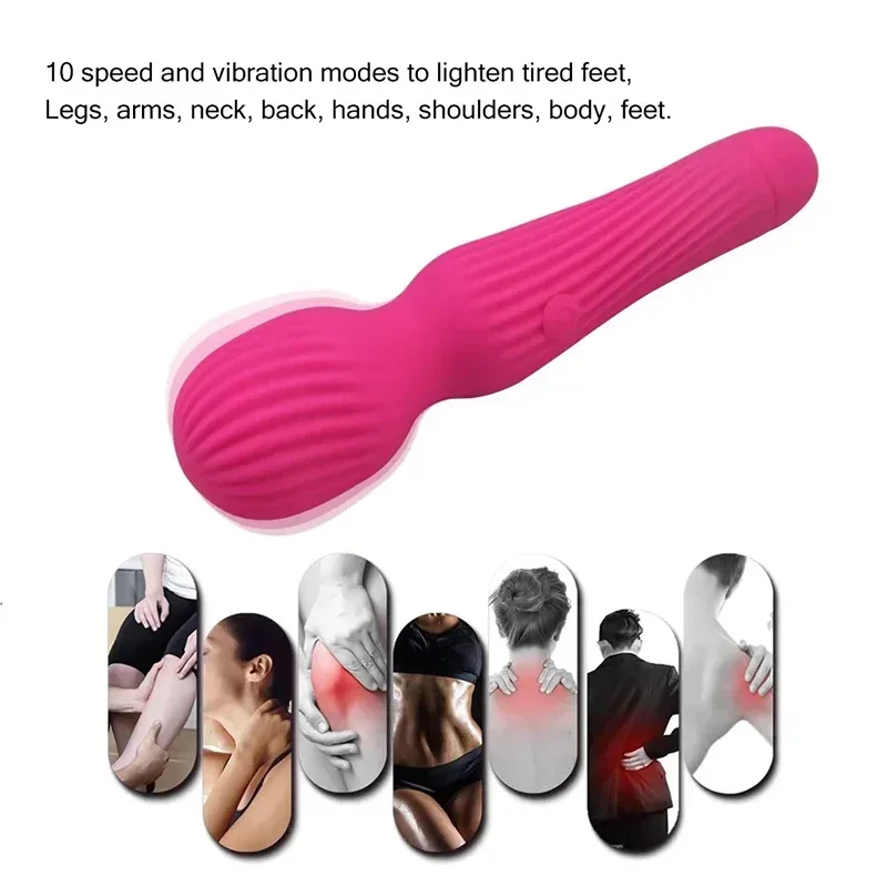 Portable Massagers Adult Quiet Waterproof 10 Frequency Relieve Sore Muscle Handheld Rechargeable Cordless Massagers Tools 4Color