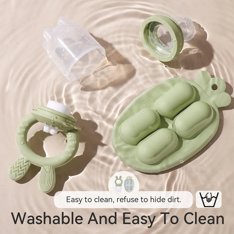 Silicone Baby Fruit Feeder With Cover Fruit Vegetable Food Supplement Bite Soother Nibbler Feeding Tableware Teething Pacifier 4