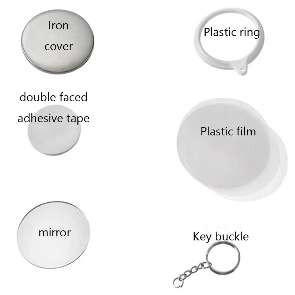Badge Parts 100PCS Key Ring Mirror Blank Badge Button Pins 44/58mm DIY Crafts Easy To Carry Decorations
