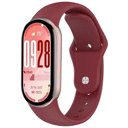 Sports Silicone Strap with Metal Buckle - Soft, Comfortable Bracelet Wristband Replacement Belt - Xiaomi band 8 (Wine Red)