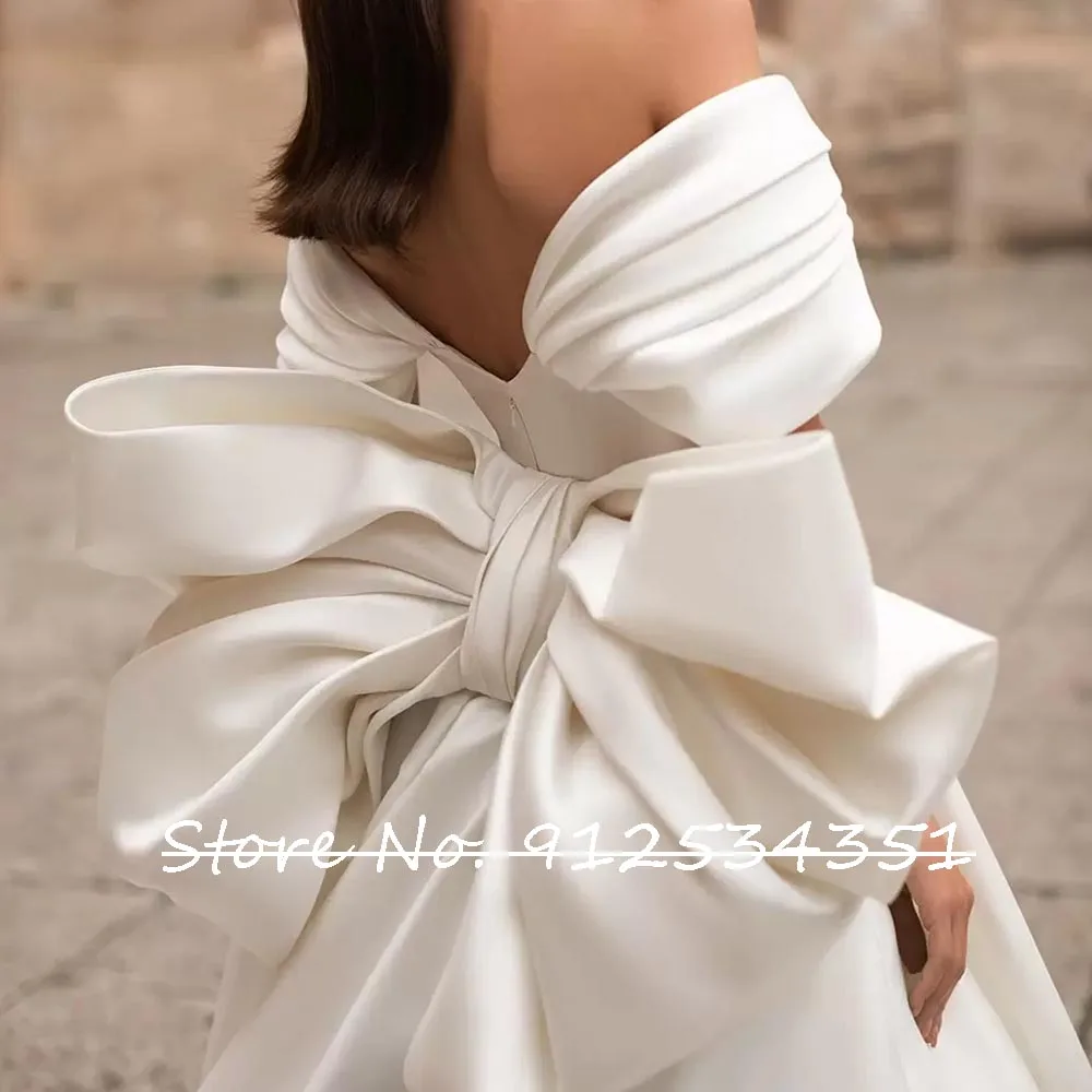 Robe De Mariage Off the Shoulder Ball Gown Wedding Dresses with Big Bow Vintage Vestidos Novia Backless Luxury Trouwjurk 5