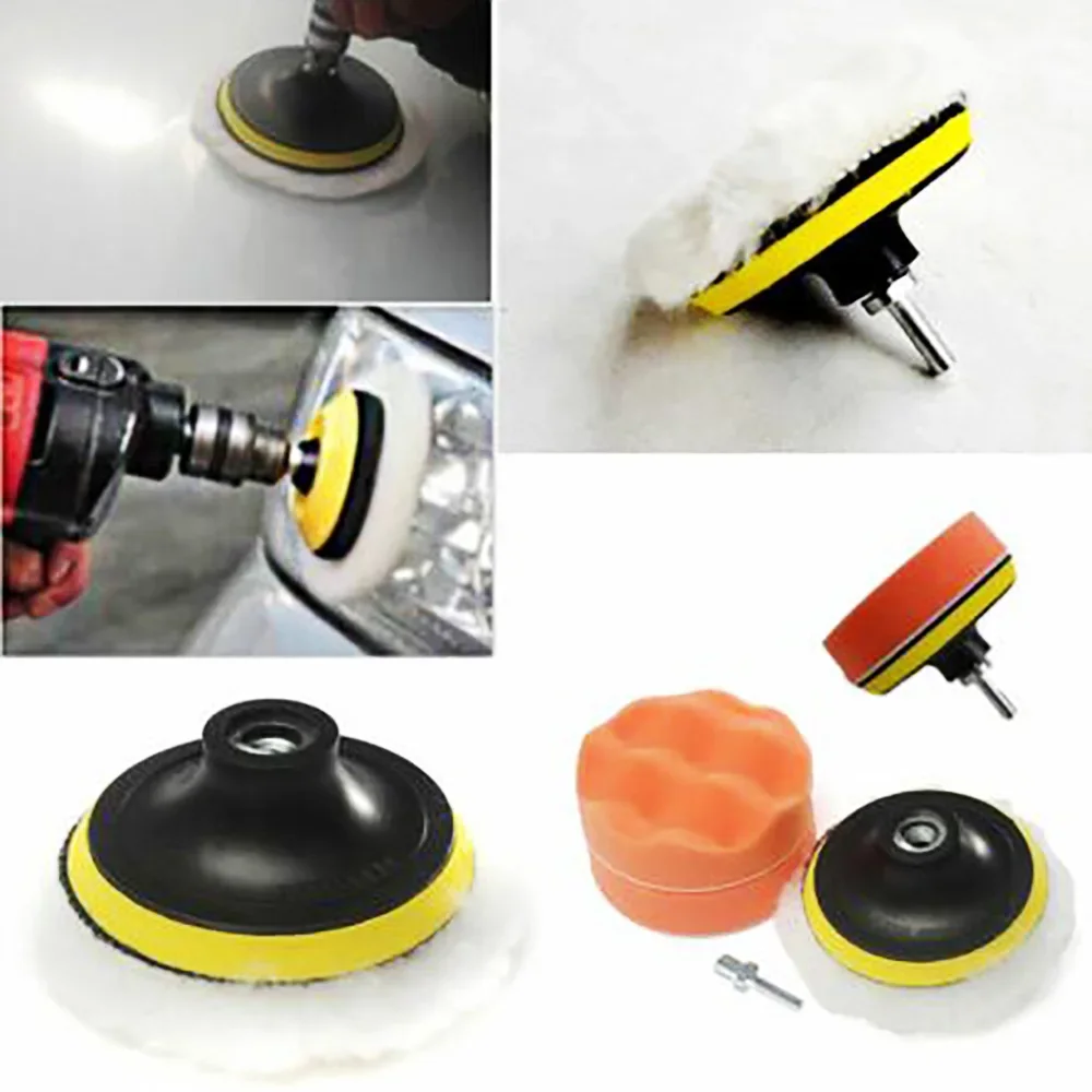 1 Set Buffing Pad 4 Inch Car Sponge Polishing Pad Kit Abrasive Polisher Drill Adapter Waxing Compound Tools Accessory