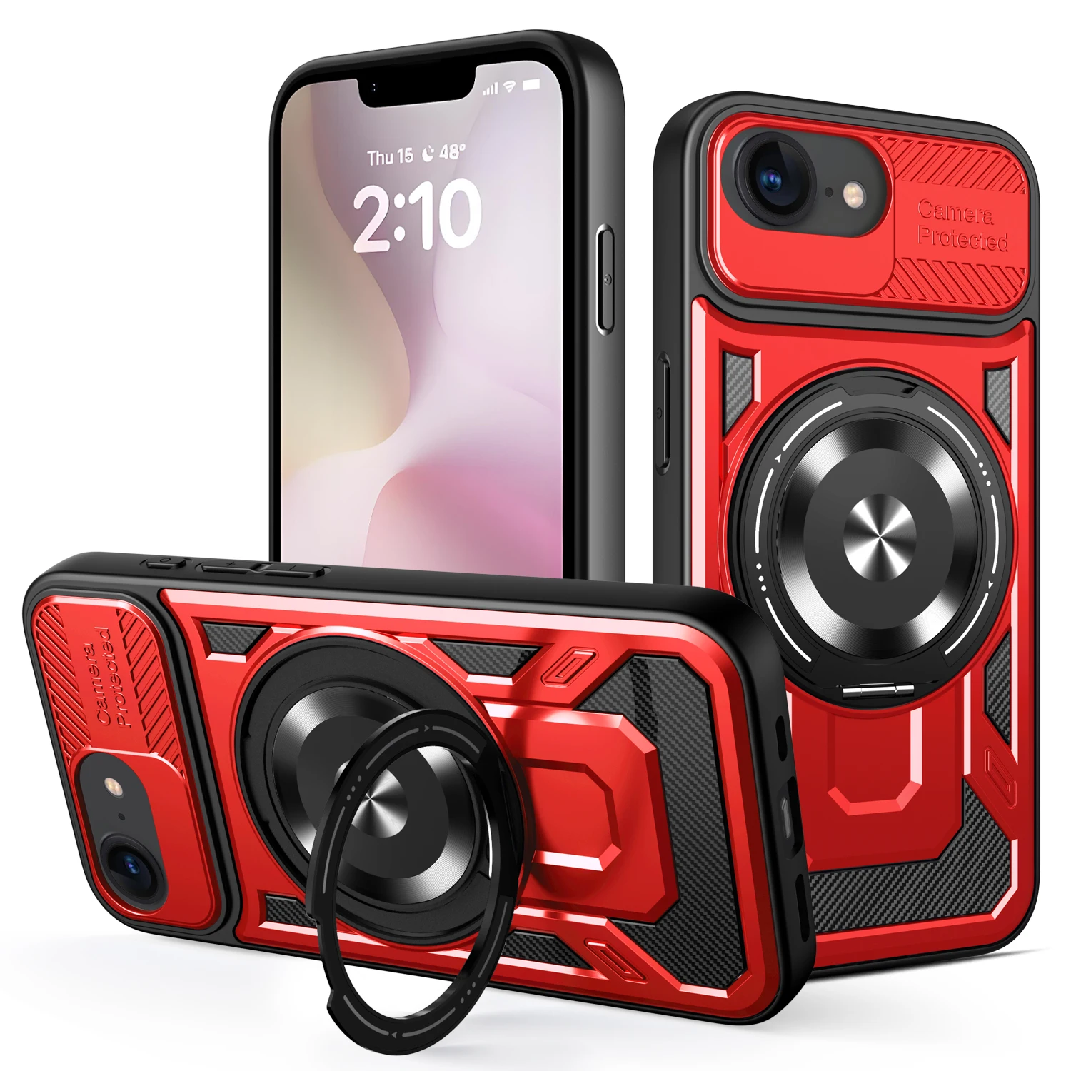 Luxury Shockproof Armor Phone Case with Car Magnetic Ring Stand