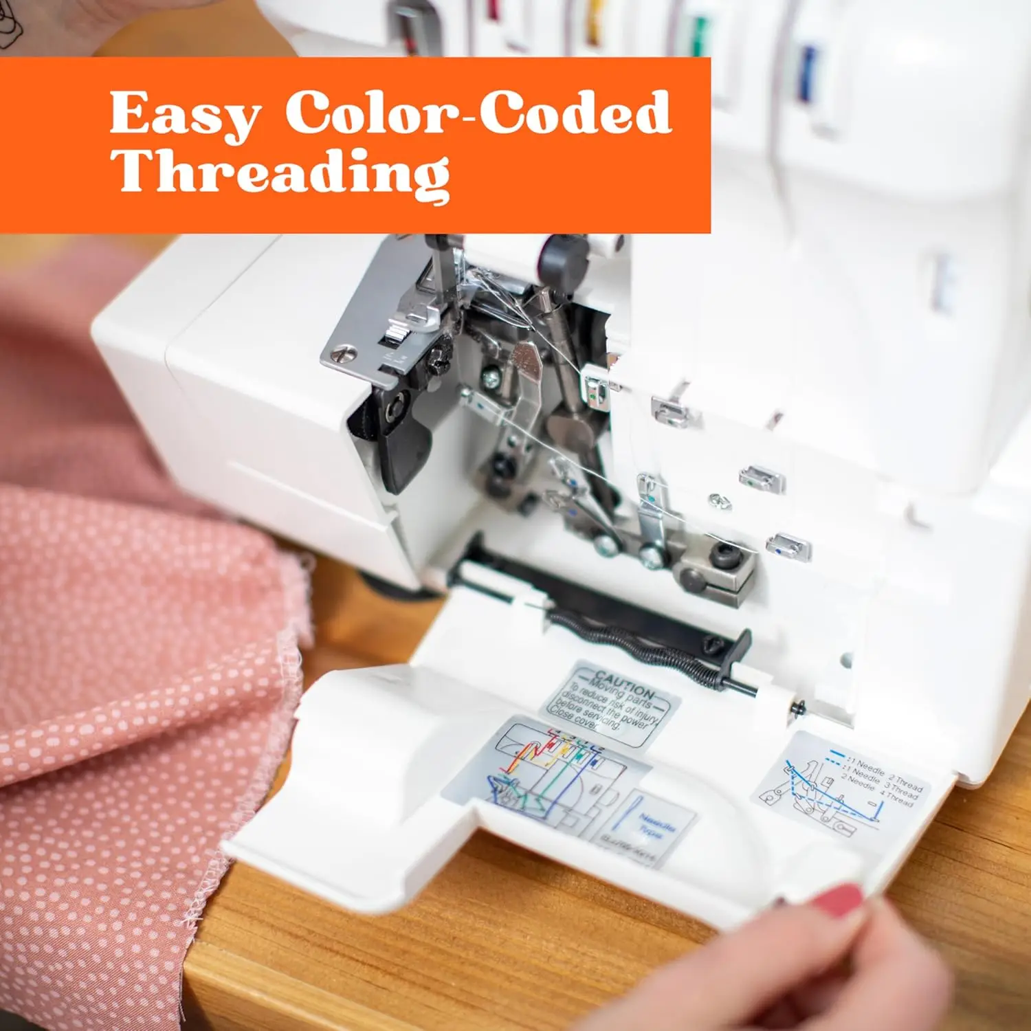 Serger Sewing Machine By American Home, Portable Stitching Machine Easy To Follow 4/3/2 Serger Thread With Differential Feed 4