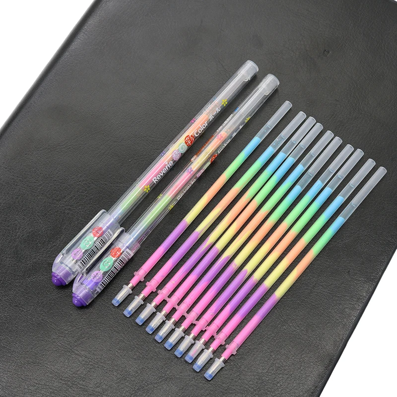 10 Refills + 2 Pen Sets 6 Colors Rainbow Gel Pen School Office Supplies Graffiti Mark Stationery Children Learning Stationery 2