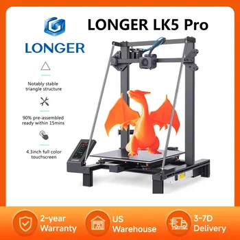 LONGER LK5 Pro 3D Printer 90% Pre-Assembled Triangle Design Large Dual Blower Fan Print Area 30*30*40cm 4.3''Color Touchscreen