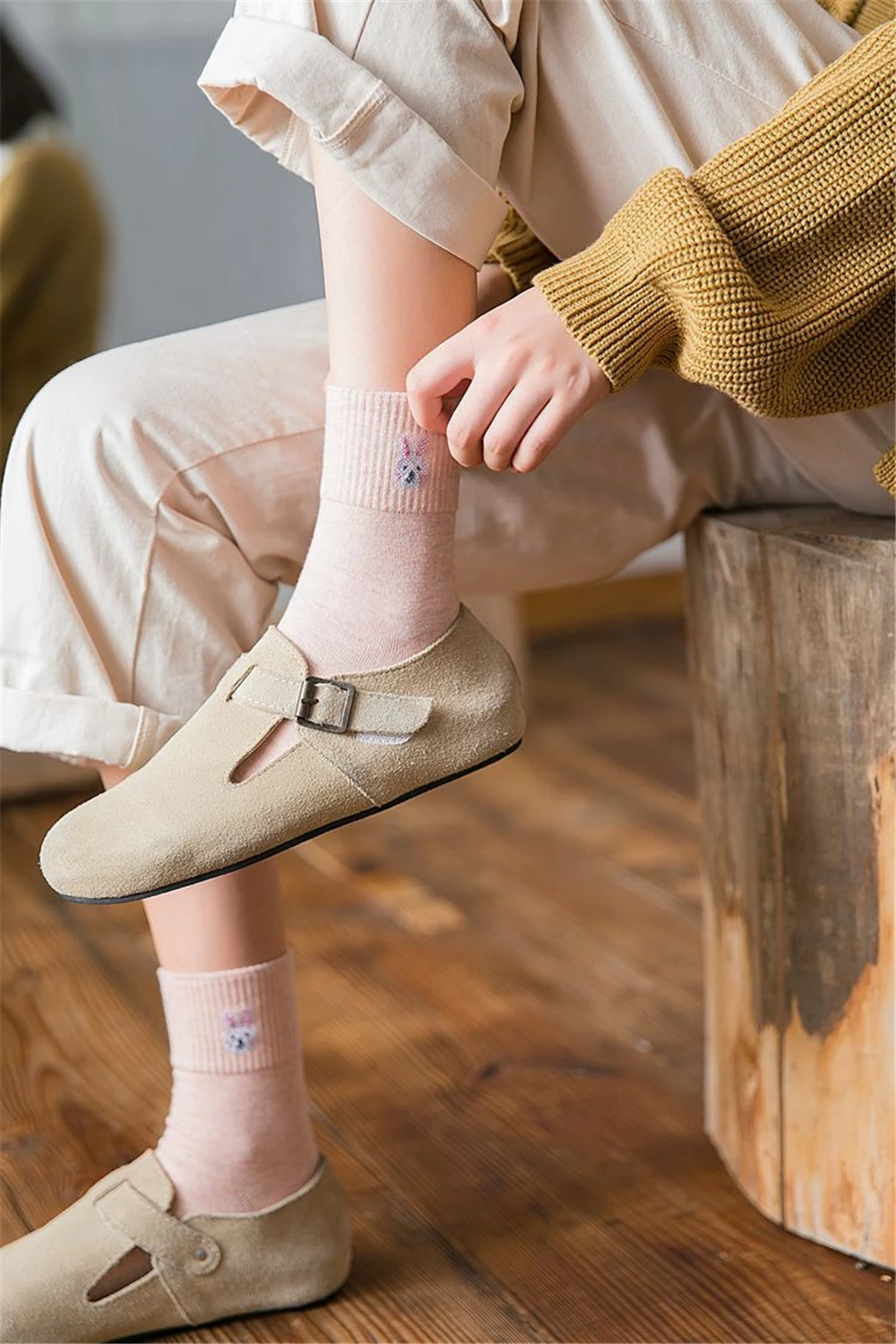 3 Paar Neue Damen-Socken im koreanischen Stil, mittellange Socken für Mädchen, Gemüse, Pilze, Tomaten, Mais, Auberginen, Kunst, lustige Socken, Dropship – Detail 24