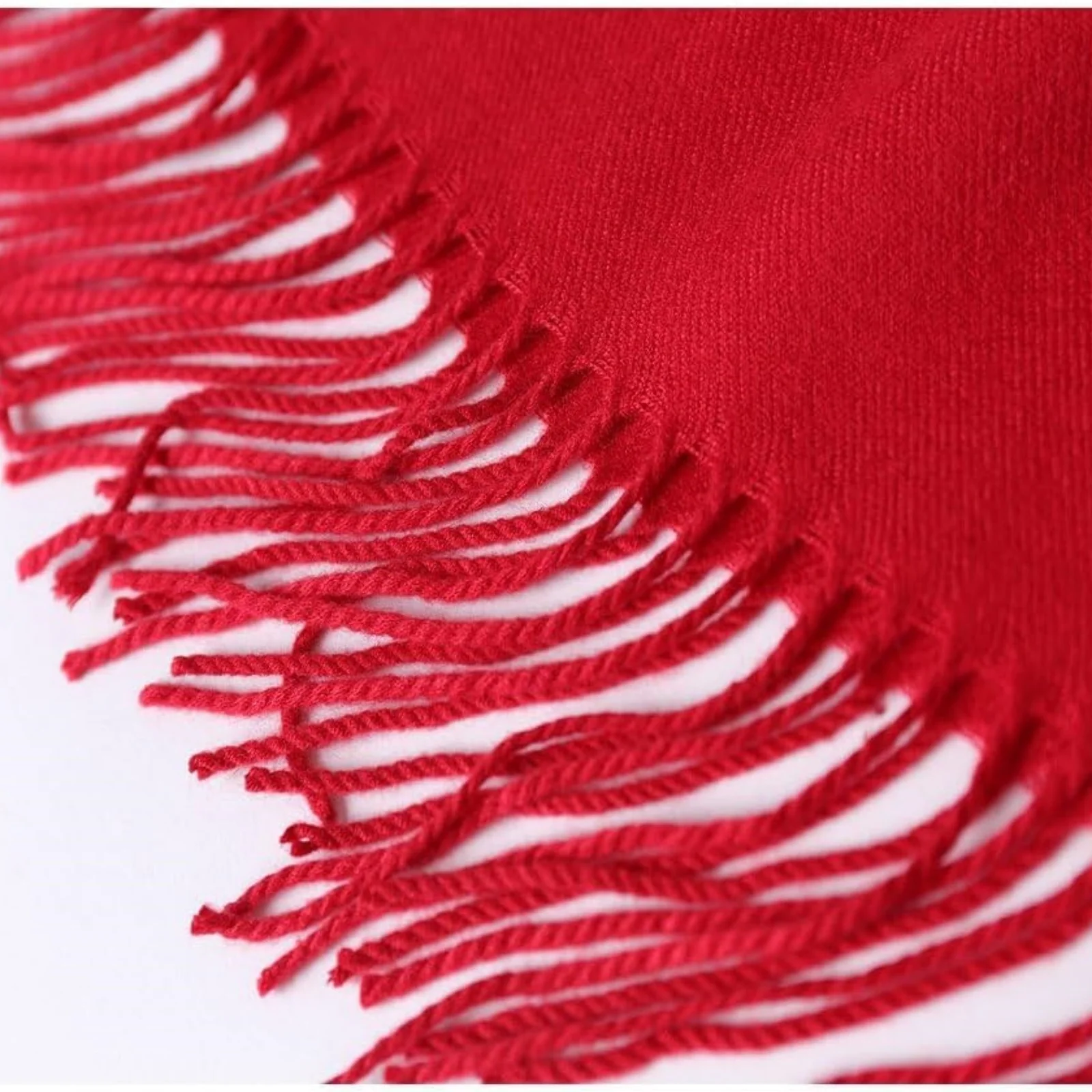 1PC Red Cashmere Scarf Soft Warm Tassel Design Winter Fashion Accessory For Women Elegant Large Wrap Shawl Holiday Gift
