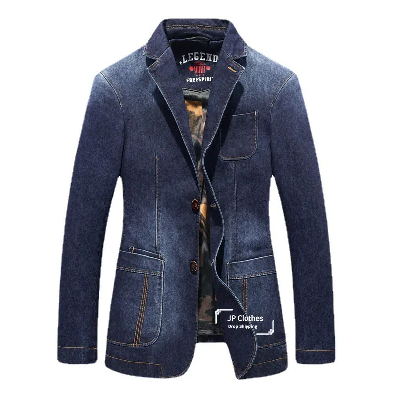 

The New Men's Spring and Autumn Denim Suit Jacket Collar Multi-pocket Jacket Large Size Casual Suit for Men Classic Denim Jacket