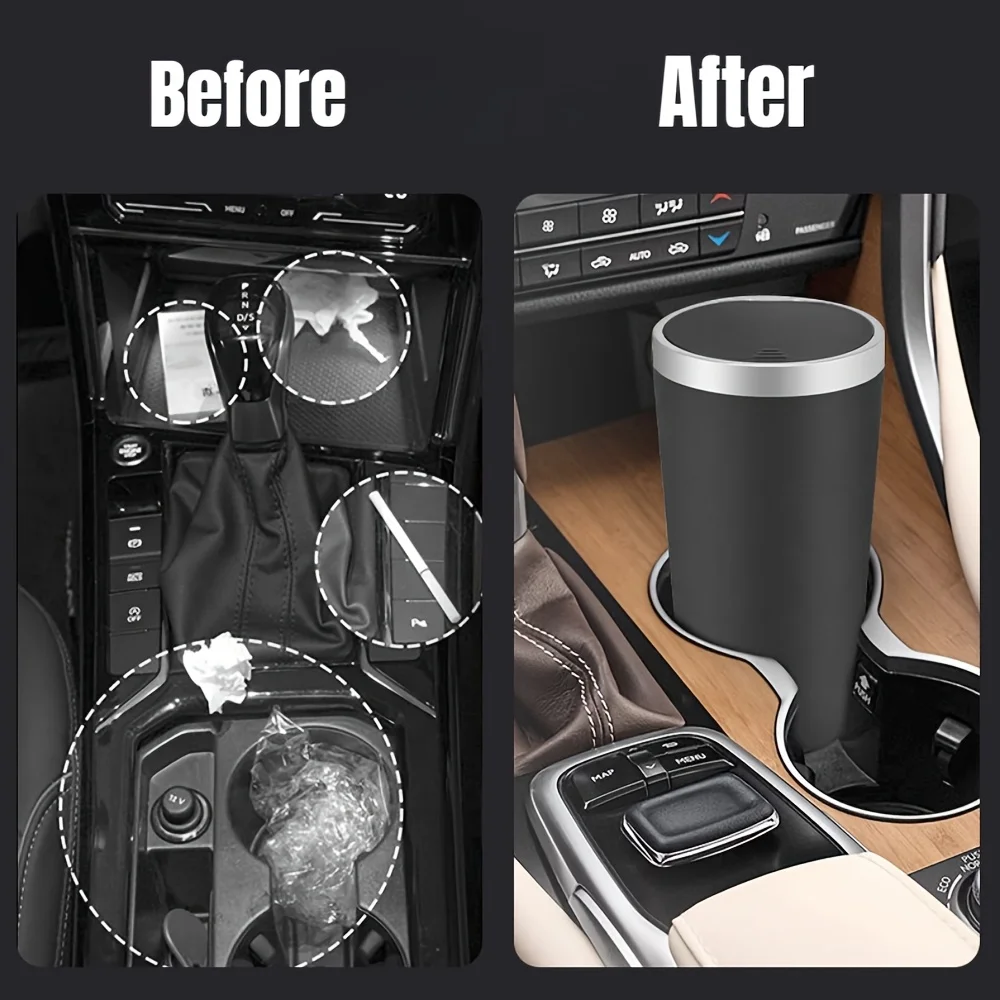 Leakproof Mini Car Trash Can with Pop-Up Lid and Odor-Blocking Waterproof Design