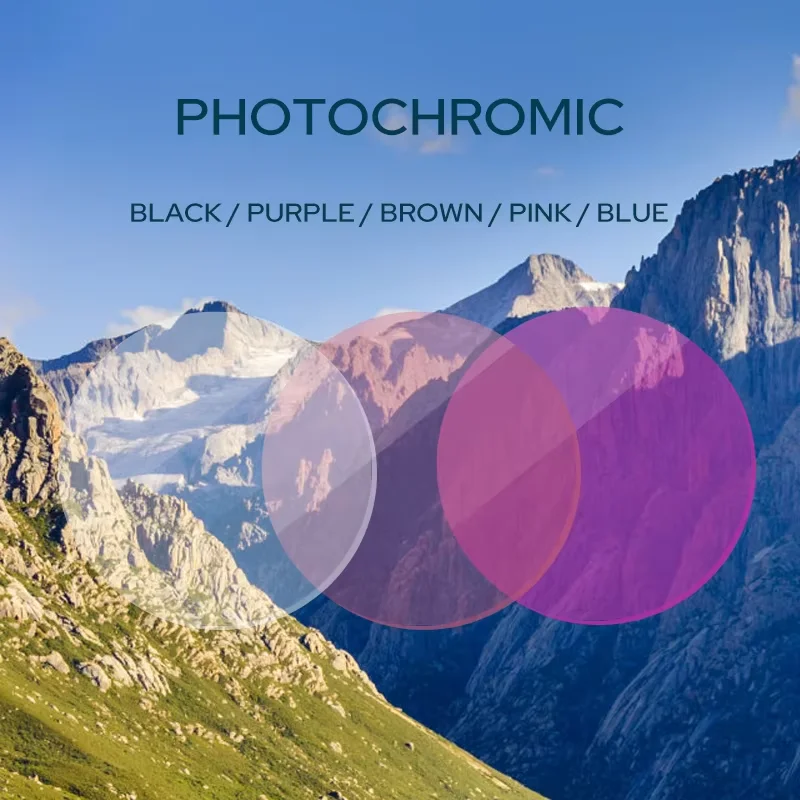 Prescription Glasses Lenses VICKY Photochromic Gray Brown Pink Purple Blue Series 1.56 1.61 1.67 For Myopia Hyperopia