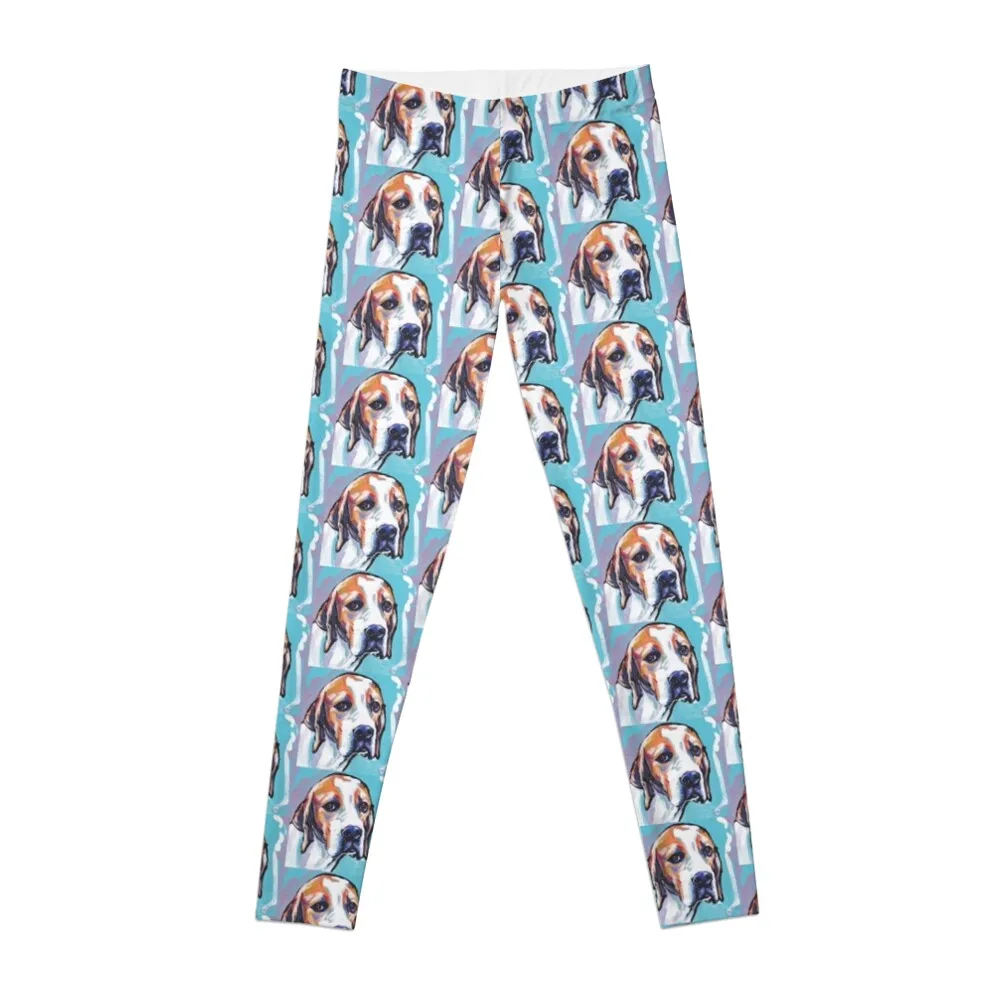 

English Pointer Dog Bright colorful pop dog art Leggings gym wear Sports pants for gym's clothing Womens Leggings