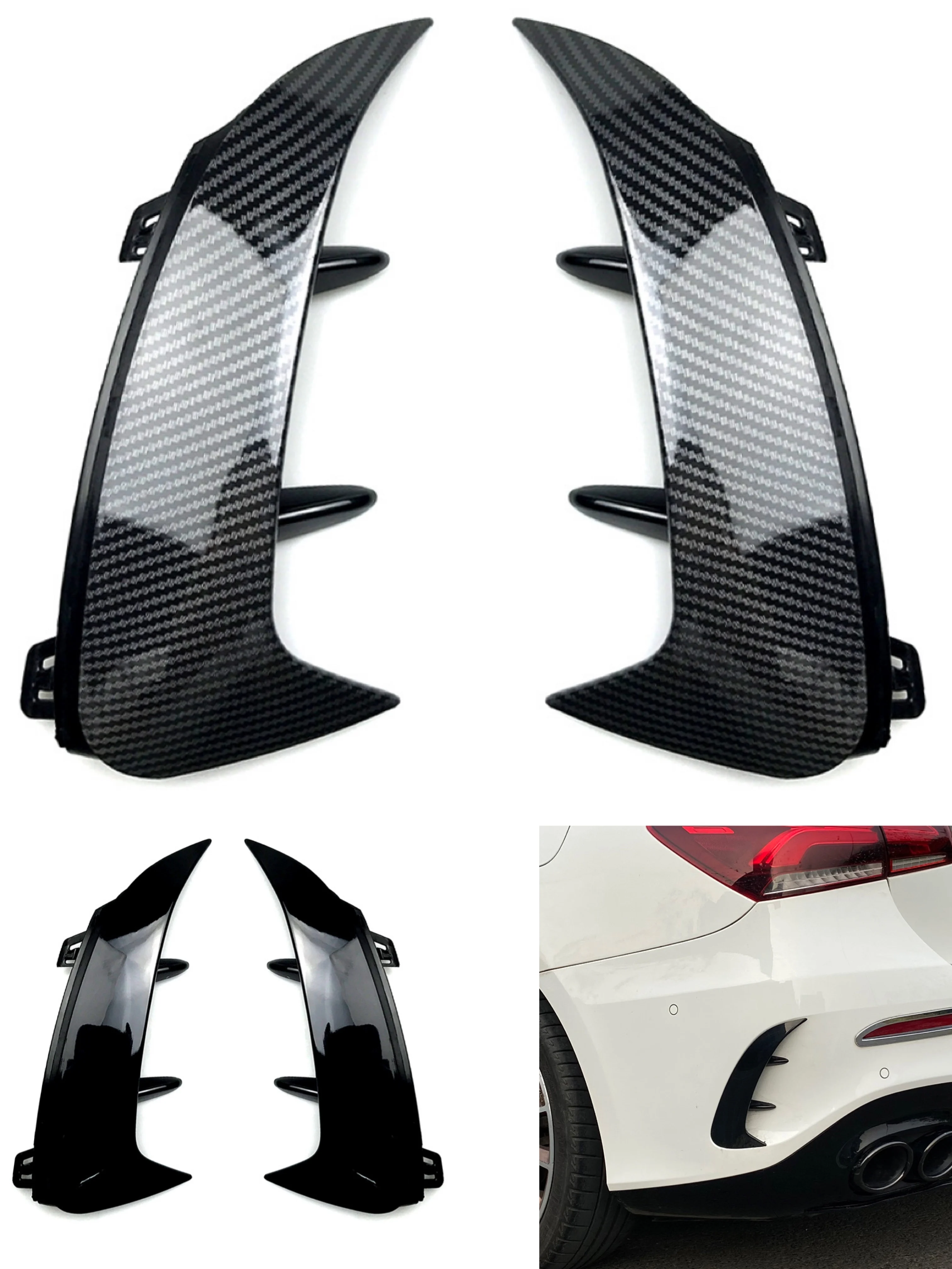 

Rear Bumper Splitter Spoiler Canard Air Vent ABS For Mercedes Benz W177 A-Class A200 A220 A35 AGM 2019 2020 2021 2PCS