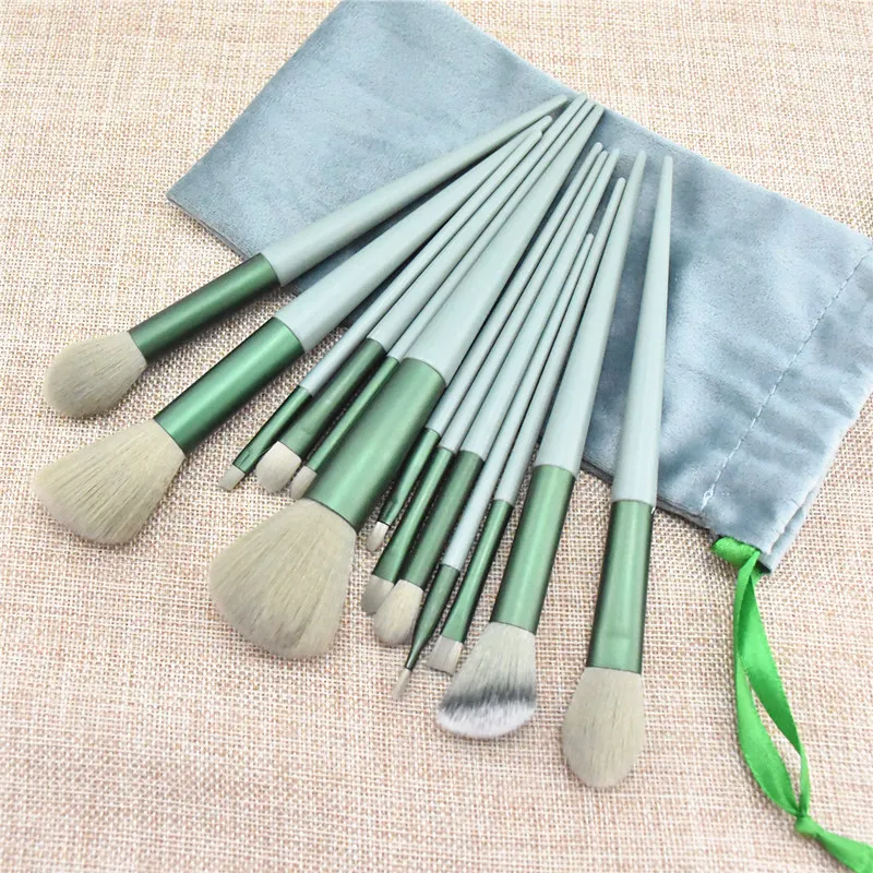 

13PCS Makeup Brushes Pro Green Brush Set Powder Eyeshadow Blending Eyeliner Eyelash Eyebrow Make Up Beauty Cosmestic Brushes