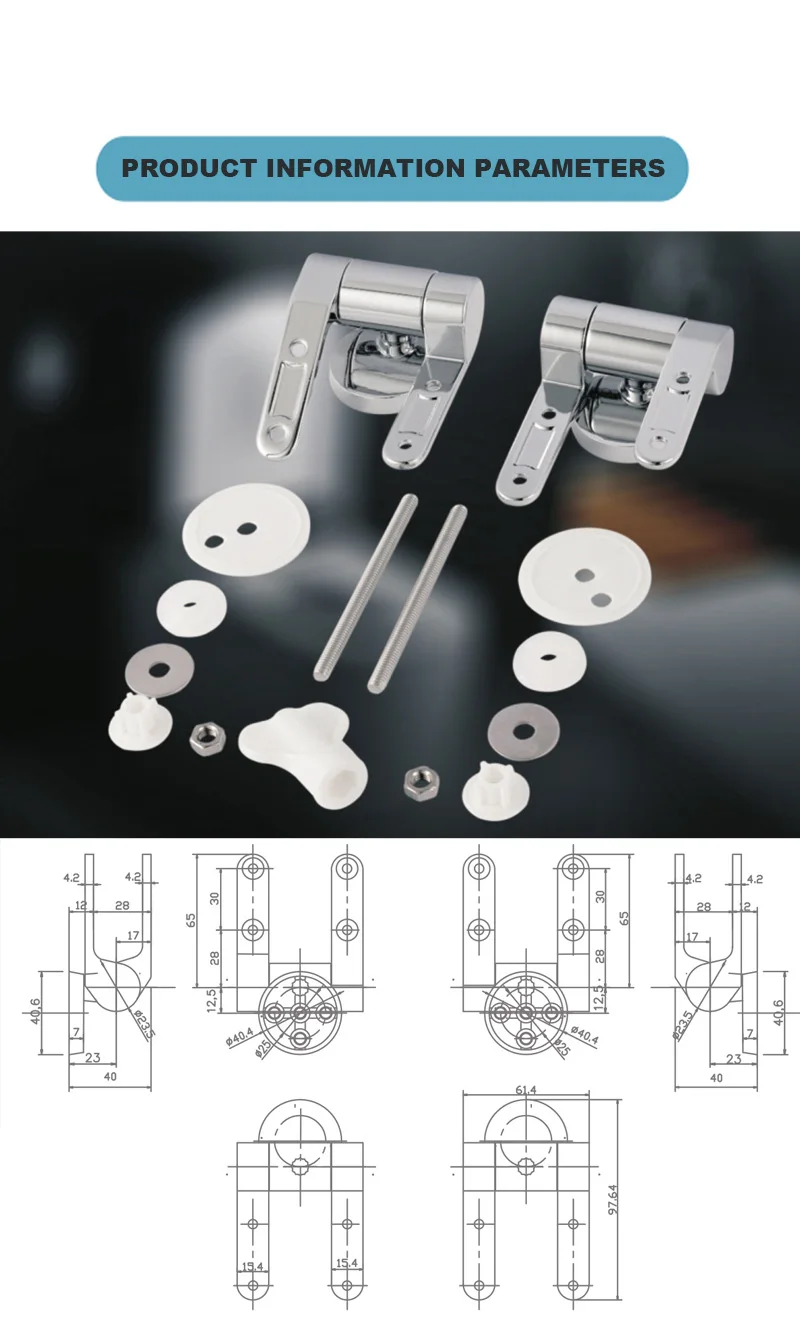 Stainless Alloy Toilet Seat Hinge Replacement Parts Mountings Fix Bathroom Accessories