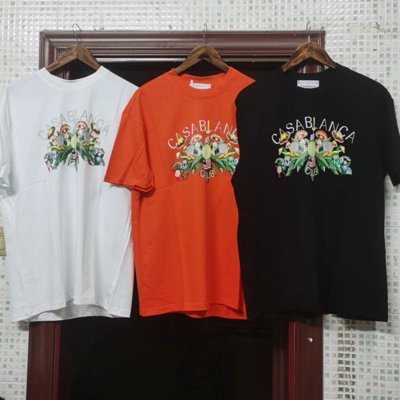 

Summer New Casablanca T Shirt Men Women Fun Letter Logo Print T-shirt American Streetwear Couple Breathable Top Tee Real Photo