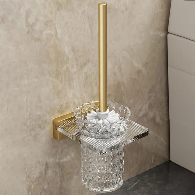 ชุดถ้วยอะคริลิคติดตั้งบนผนังชุดที่ที่ใส่แปรงในห้องน้ำวางแปรงห้องน้ำสีทองเทาดำขาว 1