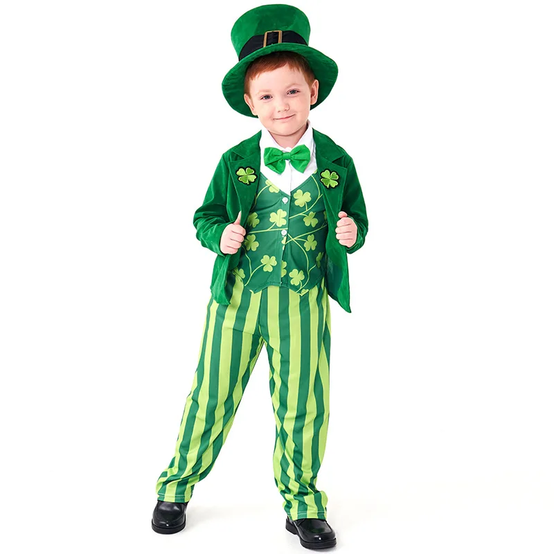 

The Elves of Ireland Boys Costume Children St. Patrick's Day Irish Leprechaun Cosplay Carnival Purim Magician Tuxedo Party Dress