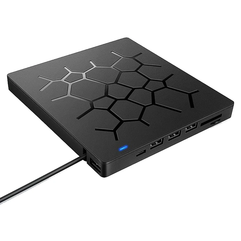 External CD/DVD Drive 6 In 1 DVD Drive Player USB 3.0 Type-C With SD/TF & USB3.0 Optical Drives For PC Laptop