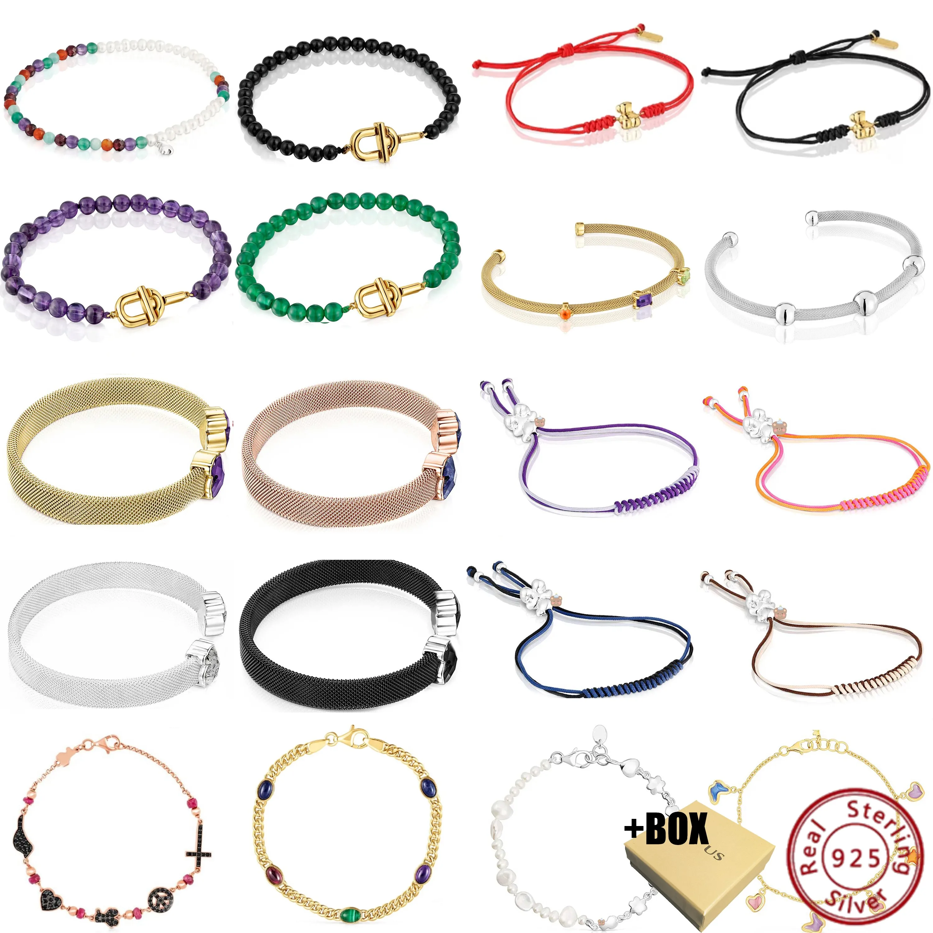 Новый браслет с маленьким медведем из серебра пробы