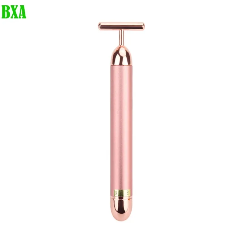 New Vibrating Facial Massager 24K Gold Roller Slimming Facial Skin Beauty Pulse Firming Face Massage Lift Tightening Wrinkle Bar