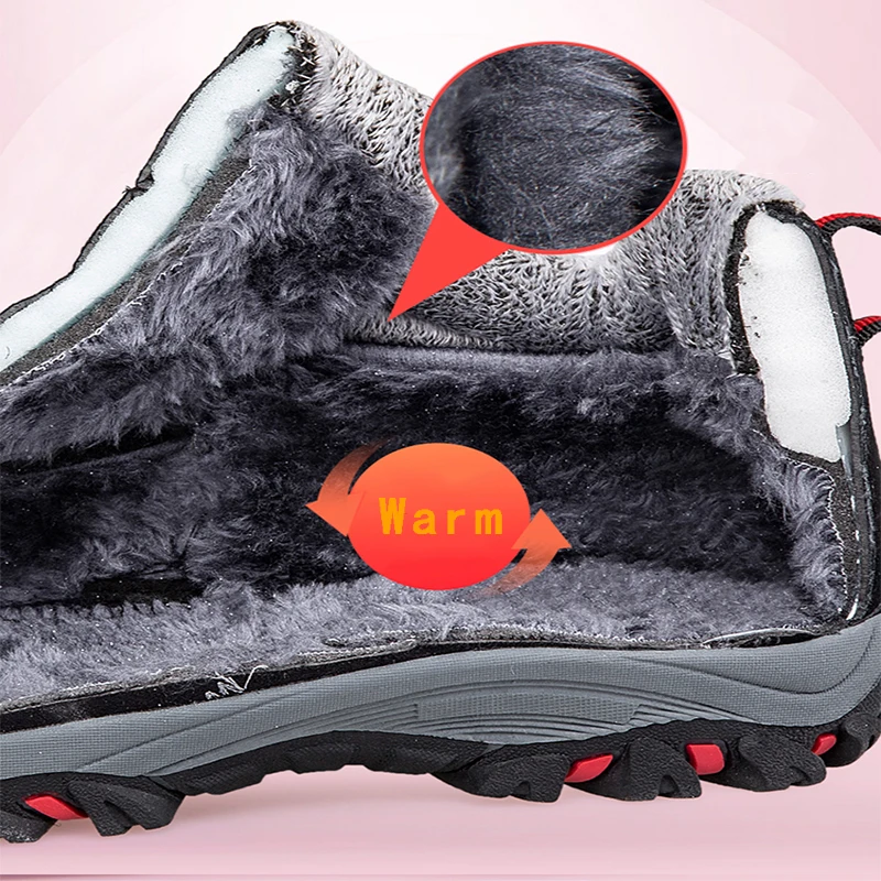 Winter Warm Men Boots Waterproof Snow Boots Man Plush Hiking Sneaker Footwear Outdoor Non-slip Unisex Ankle Shoes Plus 48 hiking shoes snow boots