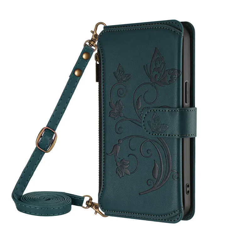 Crossbody 5-Card Zipper Leather Phone Case
