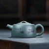 Yixing Purple Sand Mine Green Mud Bird Language Flat Well Fence Xishi Tea Pot Beauty Kettle Customized Zisha Tea Set Authentic 1
