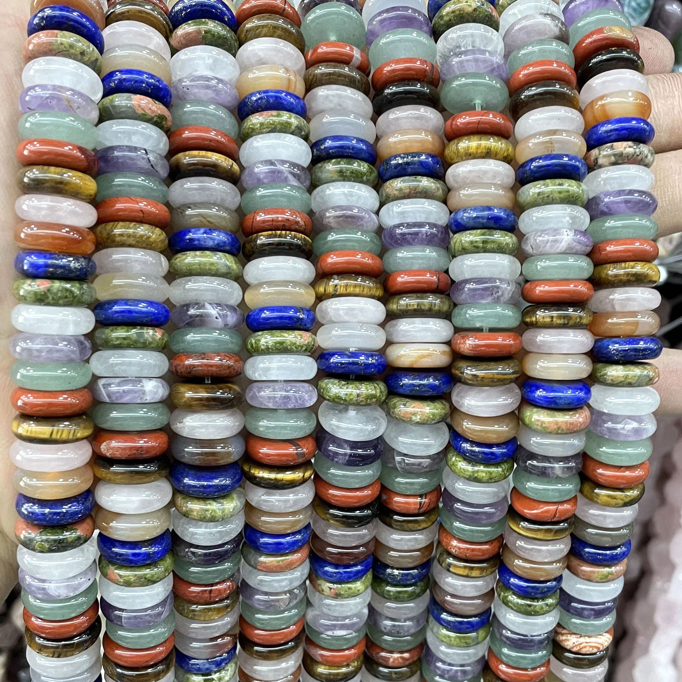 4X12MM Naturstein Rondelle 7 Chakra Quarz Jaspis Achate Flache Runde Spacer Perlen Für Schmuck Machen DIY armband Zubehör
