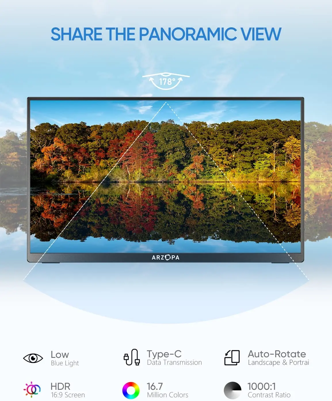 14.0ġ ARZOPA 1080p ޴  ʹ usb c HDMI ͺ  ÷ ips  PS5 ȵ̵ 