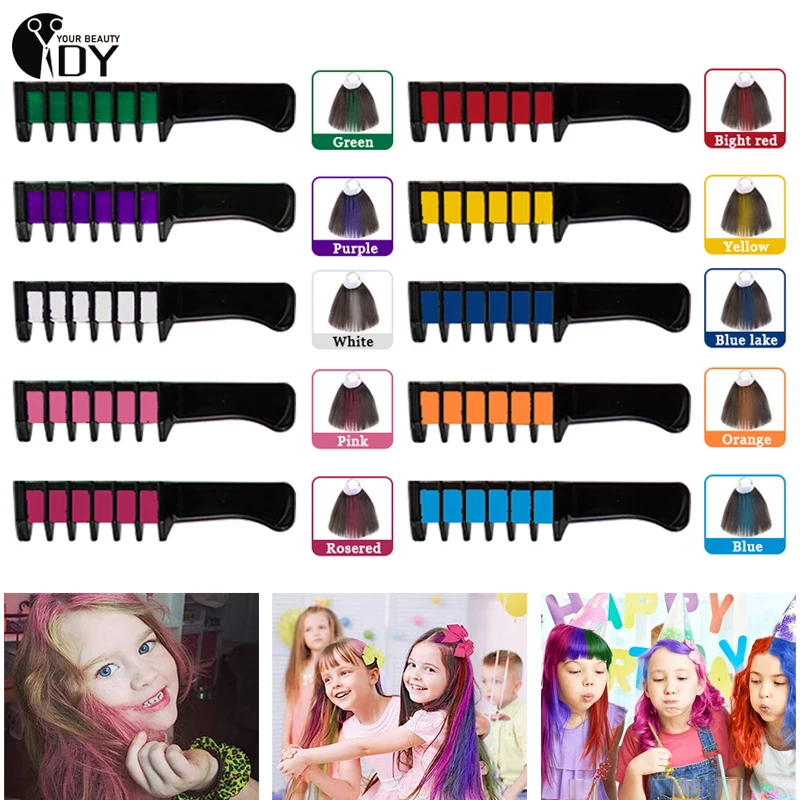 다색 머리 염색 빗 세트, 패션 메이크업 장난감 키트, 일회용 머리 염색 빗, 소녀 미용 빗 장난감