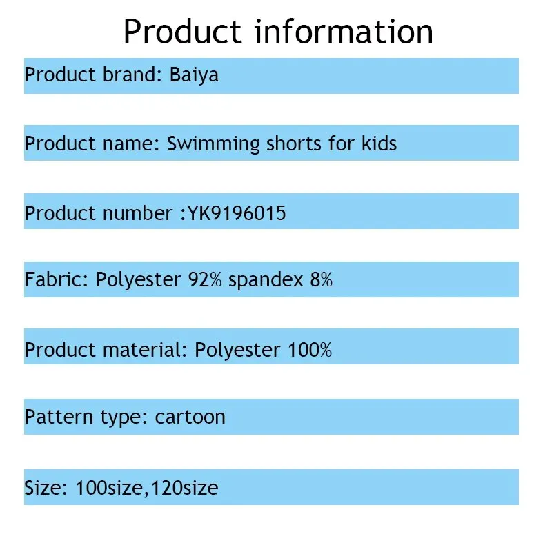 Swim trunks Summer Boys Flat Corner Polyester Medium Children Cartoon Beach Hot Spring Little Boys Water Park Swim Trunks