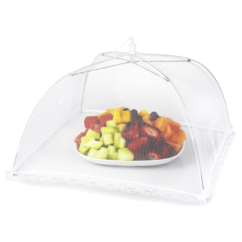 1 PC Picnic Insect Proof Household Kitchen Dust Proof Food Cover Folding Mesh Square White Cover Vegetable Cover
